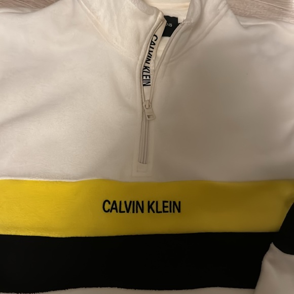 Calvin Klein Men’s Quarter Zip White Fleece Sweater Size L - Picture 3 of 5